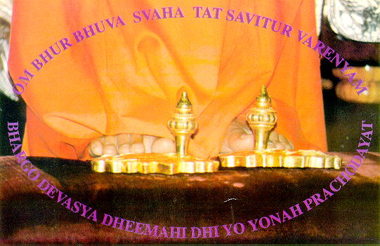        - Sathya Sai Baba's feet with Gayatri mantra