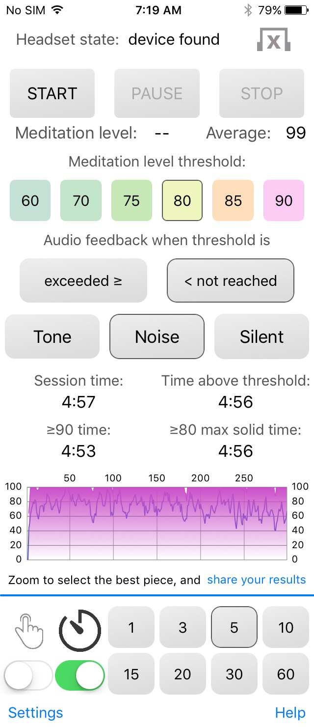 The current version of "EEG-meditation" iOS application