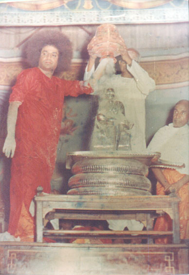                - Sathya Sai Baba doing Abhishekam of Shirdi Sai Baba statue (on Shivaratri or Dasara)
